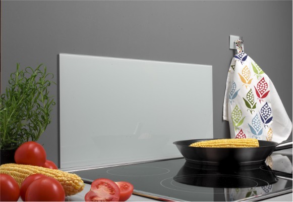 HOME It® fyrkantig stänkplatta 80 x 40 cm härdat vitt glas