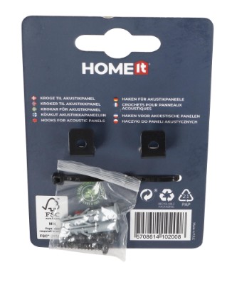 HOME It® krokar för lodrät montering på akustikpanel, 2 st.