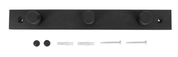 HOME It® knopplist med 3 knoppar 30 × 4 × 7 cm furu svart