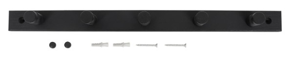 HOME It® knopplist med 5 knoppar 50 × 4 × 7 cm furu svart