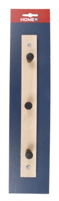 HOME It® knagerække med 3 knage 28 cm natur/sort knage bøg