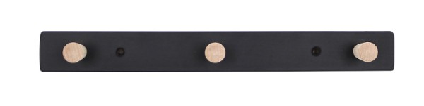 HOME It® knagerække med 3 knage 28 cm sort/natur knage bøg