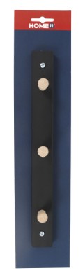 HOME It® knagerække med 3 knage 28 cm sort/natur knage bøg