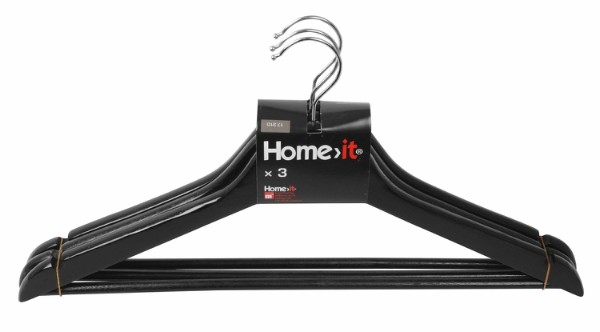 HOME It® galge med byxhållare och slits, svart – 3-pack