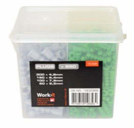 Work>it® Pluggsortiment i låda 5.0 x 6,0 x 8.0 x 10.0 mm 650
