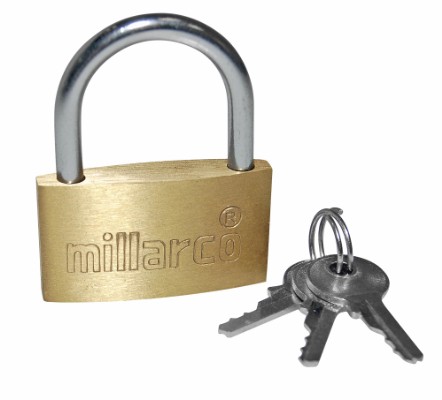 Millarco® hänglås med 3 nycklar 40 mm mässing