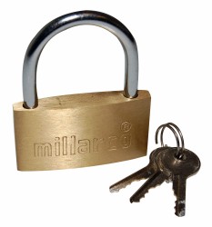 Millarco® hänglås med 3 nycklar 50 mm mässing