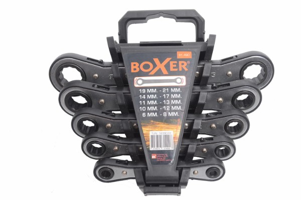 Boxer® dubbel U-ringnyckelsats med spärr 5 nycklar
