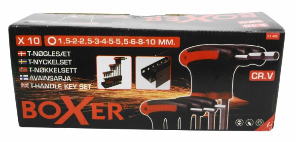 Boxer® T-insexnyckelsats 1,5-2-2,5-3-4-5-5,5-6-8-10 mm.