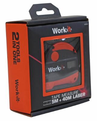 Work>it® måttband med laseravståndsmätare 5 + 40 meter