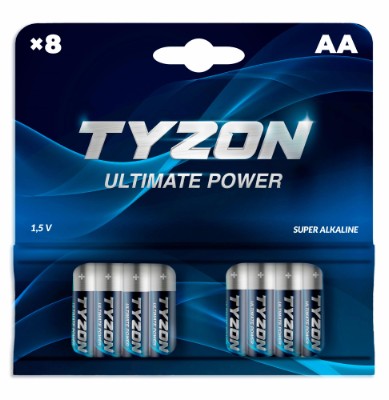Tyzon AA-alkaline-batterier 1,5 volt, 8 stk.