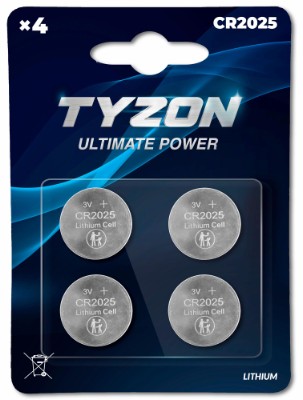 Tyzon CR2025 litium batterier 4-pack