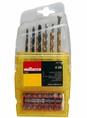 Millarco® kombinationsborrsats med bits 29 delar