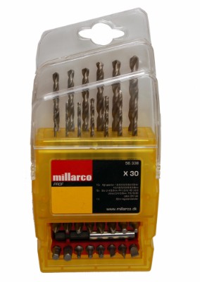 Millarco® HSS borrset med bits 30 delar