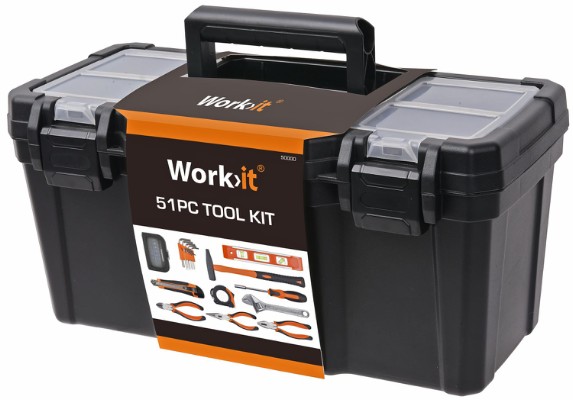 Work>it® verktygssats med verktygslåda, 51 delar