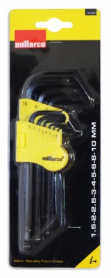 Millarco® insexnyckelsats med kula 1,5–10 mm 9 delar