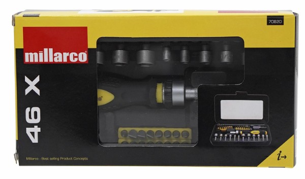 Millarco® spärrskaft med bits och hylsor 46 delar