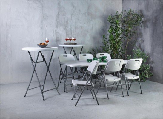 Enjoy>it® fällbart bord 180 x 74 x 74 cm vit/grå