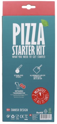 Cozze presentförpackning i 3 delar: Spade, termometer och pizzaskärare i presentförpackning.