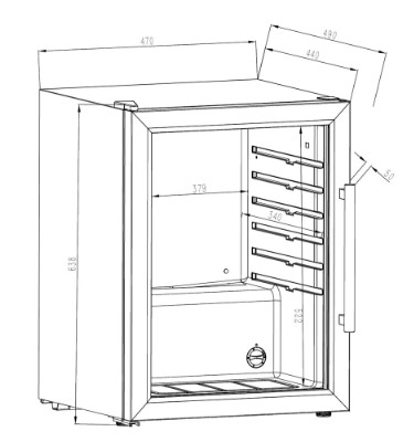 Cozze® køleskab med stålramme og glasfront  60 liter