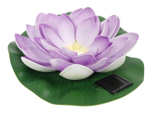 Lotus-näckros med solceller och ljus