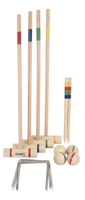 HOME it® premium krocketspel för 4 spelare, i gummiträ