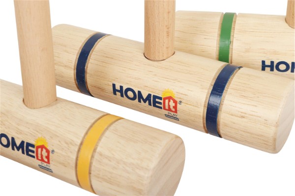 HOME it® premium krocketspel för 4 spelare, i gummiträ